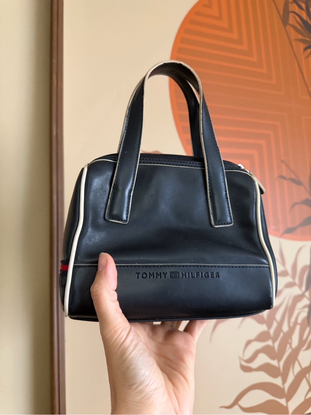 Vintage Tommy Hilfiger Mini Handbag 90s Y2K Black Top Handle Bag Rare